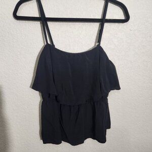 Old Navy Camisole Womens Small Top Black Sleeveless Ruffle Milkmaid